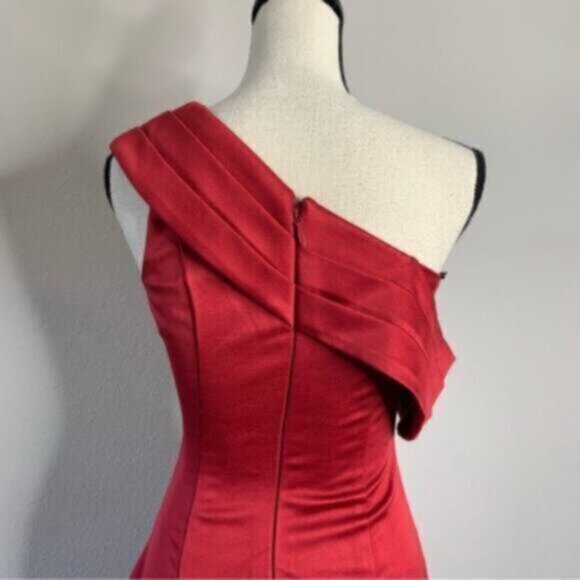 Lavish Alice Burgundy Off The Shoulder Pleated Side Cocktail Dress - Picture 9 of 14